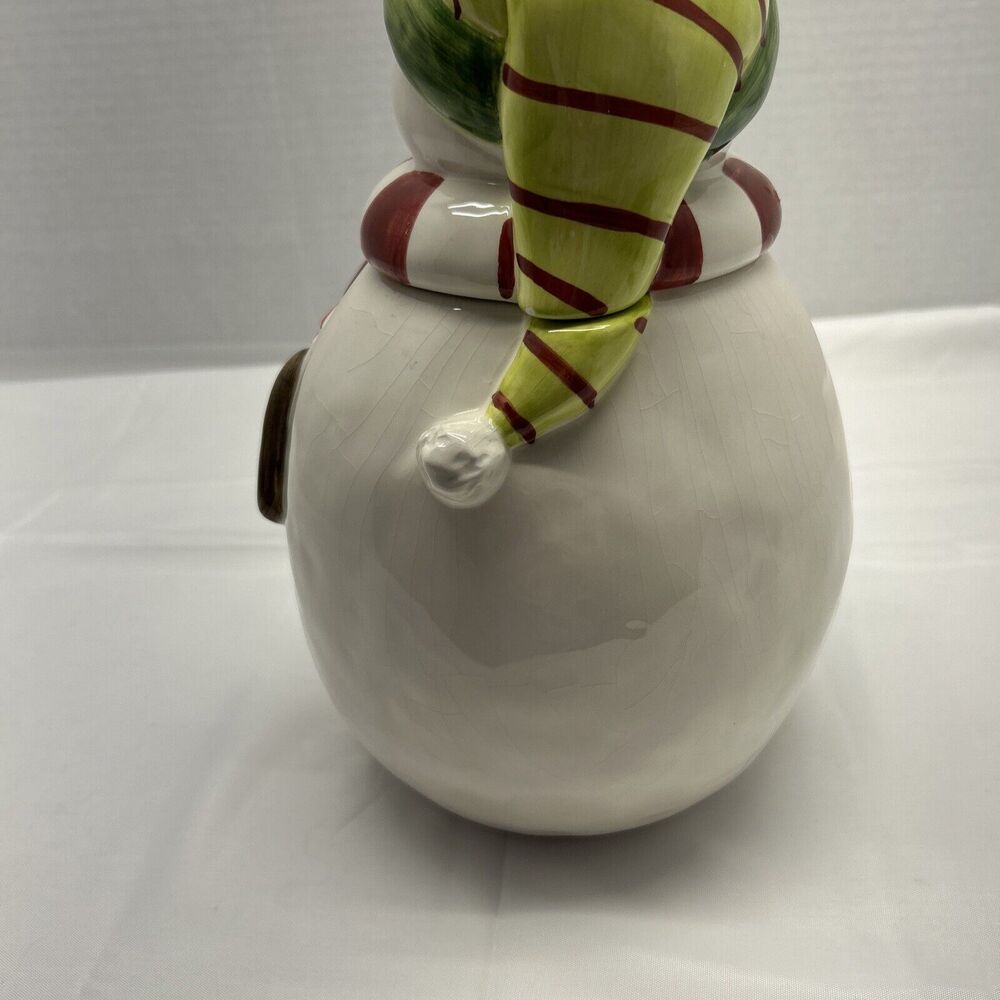 Oneida Snowman Ceramic Cookie Jar with Stocking Hat and Scarf 12" High READ - Picture 10 of 11